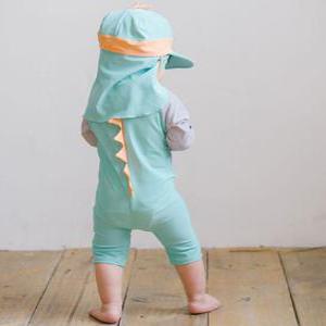 아기 유아 래쉬가드 뿔공룡 우주복 플랩캡