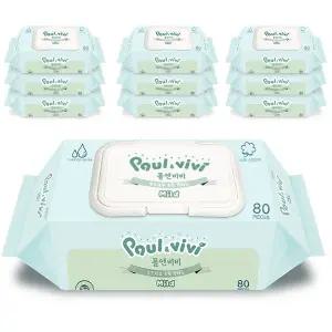 폴앤비비 물티슈 캡형 80매 10팩/순면감촉 도톰 아기물티슈