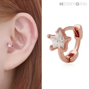 [메리그린] 14K 골드핀 별큐빅 링 피어싱 한쪽판매