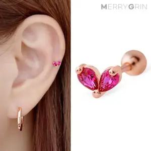[메리그린] 14K 골드핀 하트리본 피어싱 한쪽판매