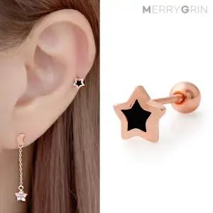 [메리그린] 14K 골드핀 블랙스타 피어싱 한쪽판매