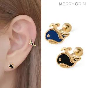 [메리그린] 14K 골드핀 코비 웨일 피어싱 한쪽판매 2종 택1