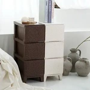 [보노하우스]가든 라탄 서랍장 슬림형 3단 플라스틱 수납장