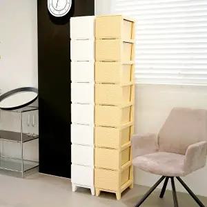[보노하우스]가든 라탄 서랍장 슬림형 8단 플라스틱 수납장