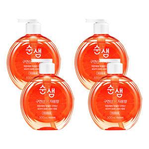 순샘 주방세제 용기 자몽, 500ml, 4개