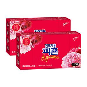 피죤 건조기용 드라이시트, 플라워페스티벌, 120매, 2개