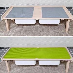 (호환) 편백나무 레고테이블 책상 조립판 와이드 2인용