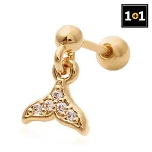 [메리그린] 1+1 14K 샤인돌핀 피어싱 Gold pin 한쪽