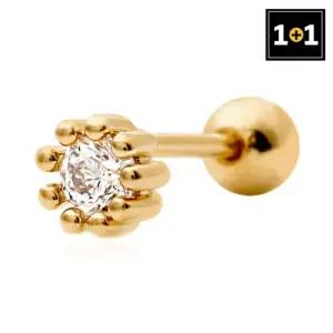 [메리그린] 1+1 14K 크라운큐빅 피어싱 Gold pin 한쪽