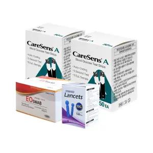 케어센스A 에이 혈당시험지 100매(27년10월)+침100매+솜100매 (아큐라 호환)