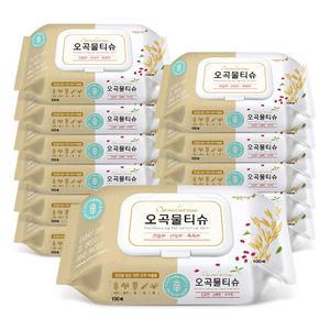 깨끗한나라 오곡 일반 물티슈 캡형 100매 12팩