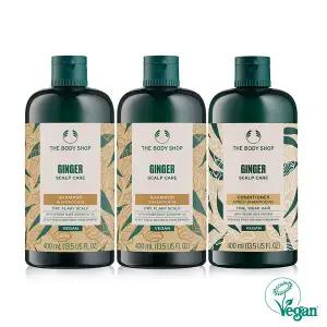 [더바디샵][2+1] 진저 스캘프 케어 대용량 샴푸&컨디셔너 400ML 세트 (샴푸2개+컨디셔너1개) (888161)
