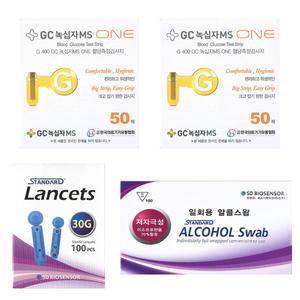 녹십자MS 원 ONE 혈당시험지 혈당측정검사지 100매+채혈침100개+알콜솜100매 - 28년 03월
