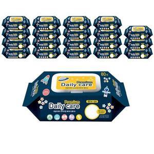 데일리케어 프리미엄 베이비 물티슈 캡형 NAVY 80매 20팩