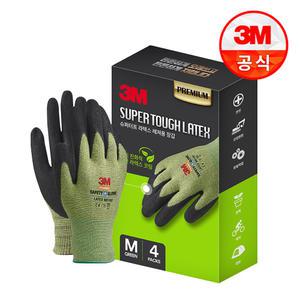 3M 안전장갑 슈퍼터프 라텍스 레져용 장갑 그린 M 1박스(4개입)