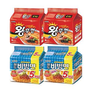 팔도 왕뚜껑봉지면, 130g, 4입, 2개 + 비빔면, 130g, 5입, 2개