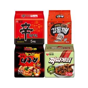 농심 신라면, 120g, 5개 + 김통깨, 100g, 4개 + 짜파게티, 140g, 5개 + 앵그리너구리, 121g, 5개