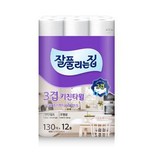 잘풀리는집 3겹 키친타월, 130매, 12롤, 1개