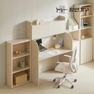 장인가구 토모 집중력 1인용 독서실 책상 일체형 1200 (LED조명  상부수납장)