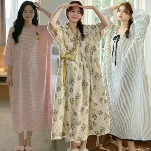 리얼 빅사이즈 여성 잠옷. 홈웨어 파자마세트/원피스/여자/봄,여름/100사이즈