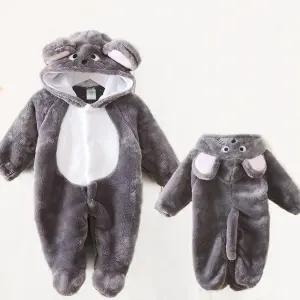 발싸개 따뜻 극세사 동물캐릭터 아기옷 베이비 겨울 우주복 신생아 방한복 여아 우주복 남아 긴팔 바디슈트