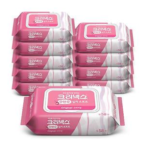 크리넥스 물티슈 수앤수 실크소프트 캡58매 x10팩