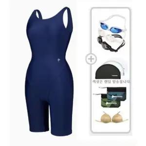 [레노마수영복](하남점)*폴리백 무상증정* 여성 3부 U백 반신수영복 네이비5종세트 RN-LS2D861-NVSET