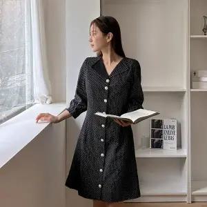 [제작/빅사이즈]이블렛 테루아 도트 7부소매 미니원피스 제이스타일
