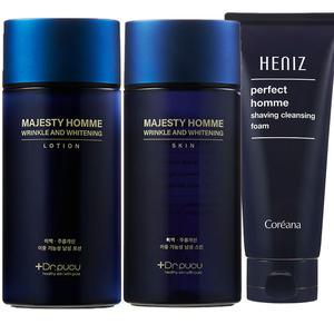 코리아나 중년남성 미백로션+진정스킨+클렌징폼 화장품세트 -면도후 피부진정 주름개선 탄력케어 애프터쉐이브 마제스티 옴므