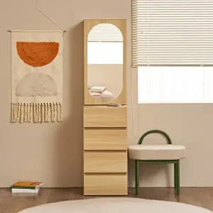 [파로마](착불)코니A 라운드 거울 틈새수납 입식화장대 400