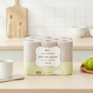 휴홈 무표백 3겹 대나무 키친타올 6롤 140매, 1팩