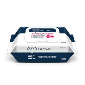 코디 데일리 손 소독 물티슈 캡형 50매 x1팩