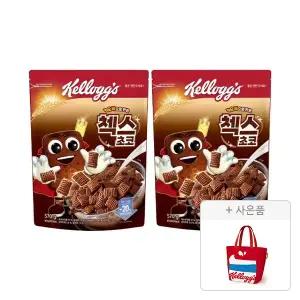 켈로그 오곡 첵스초코 570g, 2개+증정(리유저블백 빨강, 1개)