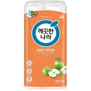 깨끗한나라 데일리 키친타올 150매 8롤 1팩 (8롤)