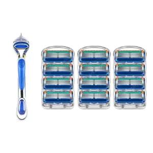 토브리빙 질레트 퓨전 호환용 5중 면도날 프로글라이드 블루 / 면도날 3팩(12개입) + 면도기 1개