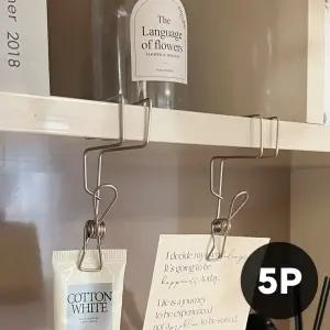 5개입 선반꽂이용 스텐 집게 상부장 다용도 걸이 고리 클립 정리 후크