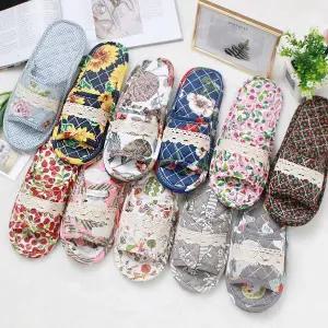 [하프클럽/]레이스 이중쿠션 여성 면실내화 거실화 층간소음방지