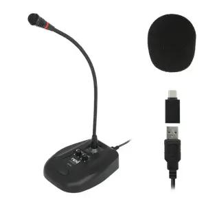 고감도 컴퓨터 구즈넥 마이크 USB C타입 다이나믹 콘덴서 볼륨 녹음 스탠드형 PC 게임 회의 유선 방송용