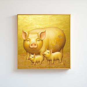 황금돼지 그림 캔버스 알루미늄 액자
