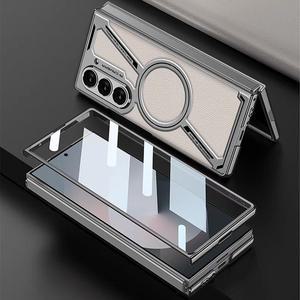 갤럭시 z폴드 7 6 마그네틱 맥세이프 호환 z자형 가죽 전면 강화유리 액정보호 풀커버 케이스