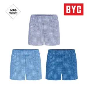 BYC 남성 60수 순면 고급원단 트렁크팬티 3매입 MCG1464