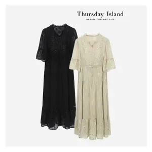 [써스데이아일랜드][Thursday Island] 패턴 블록 롱 원피스(T236MOP535W)