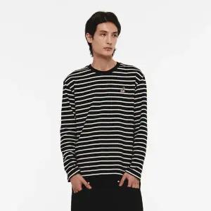 [캉골](하남점)스트라이프 스탠다드핏 긴팔 티셔츠 3539 블랙