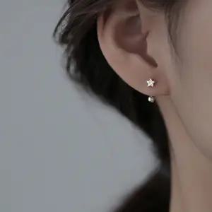 925 실버 볼 큐빅 드롭 은 귀걸이 피어싱