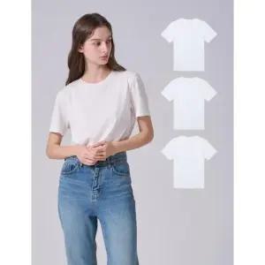 [포에버21] 남녀공용 베이직 핏 반팔 언더셔츠 3종세트 (화이트)