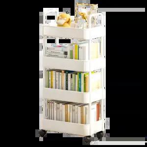 리브온 틈새 수납 정리대 트롤리 + 바퀴 + 걸이 + 스티커, 화이트 4단, 36 x 24 x 97 cm