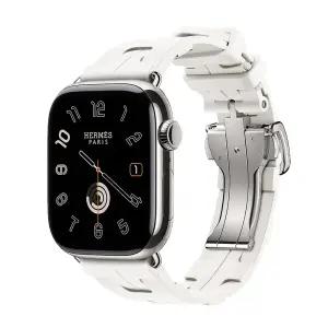 Apple Watch Hermes 11 GPS + Cellular 42mm 실버 티타늄 케이스 그리고 블랑 Kilim 싱글 투어