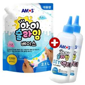 아모스 아이슬라임 2.1L+슬라임 액티 240ml(120mlx2개) 대용량 베이스 액괴 만들기/