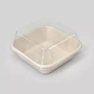 펄프 용기 B-003D 크라프트 300개 투명뚜껑 세트 케이크 케이스 도시락