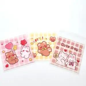 (100장 14x14cm) 접착식 OPP 디자인봉투/구디백/포장/비닐/봉투/간식/포장지/쿠키/지퍼백/포장용/선물/미니